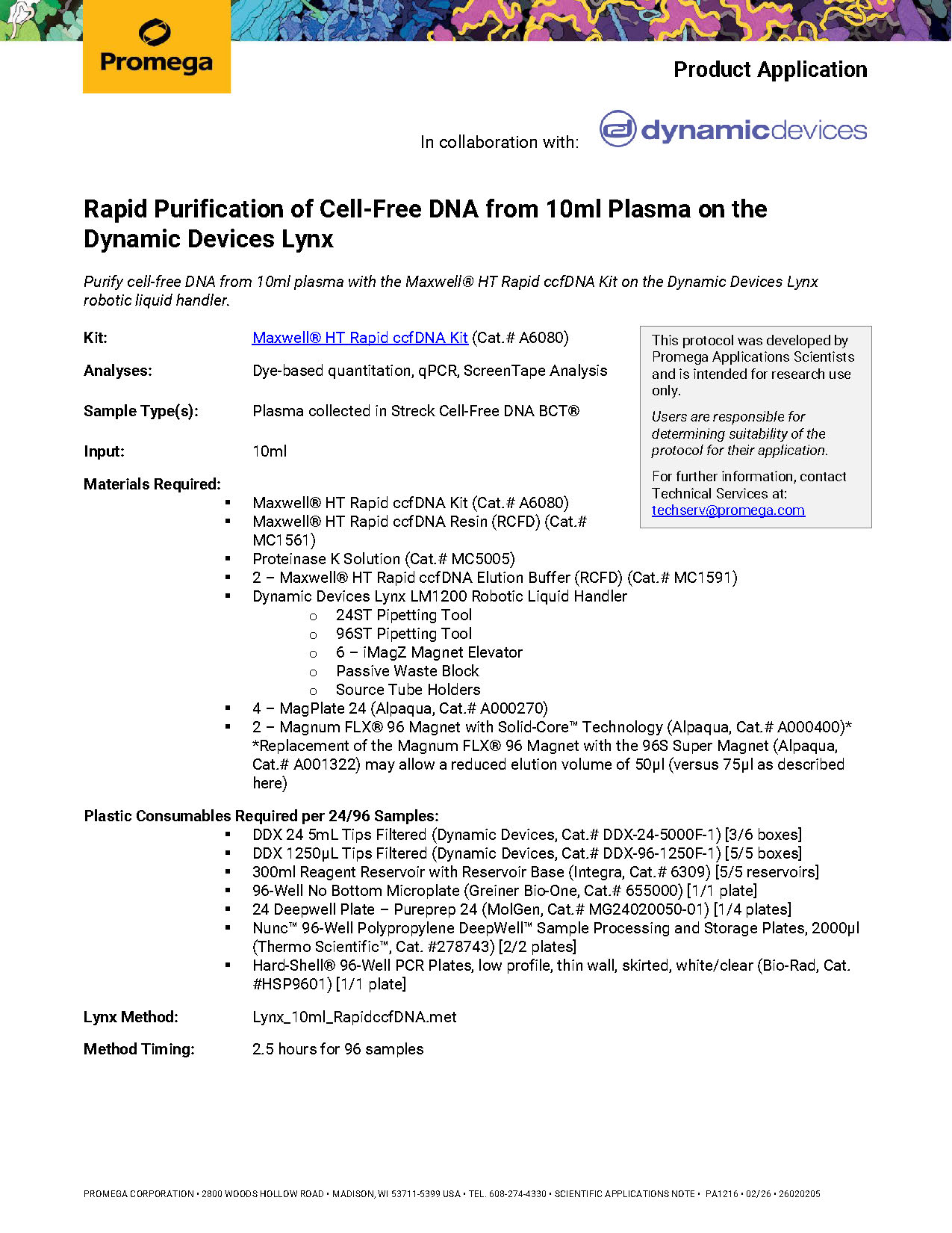 10ml Plasma Cell-Free DNA Maxwell HT Rapid ccfDNA-PA1216 in collaboration with Dynamic Devices (1)_Page_1 10ml Plasma Cell-Free DNA (Promega)